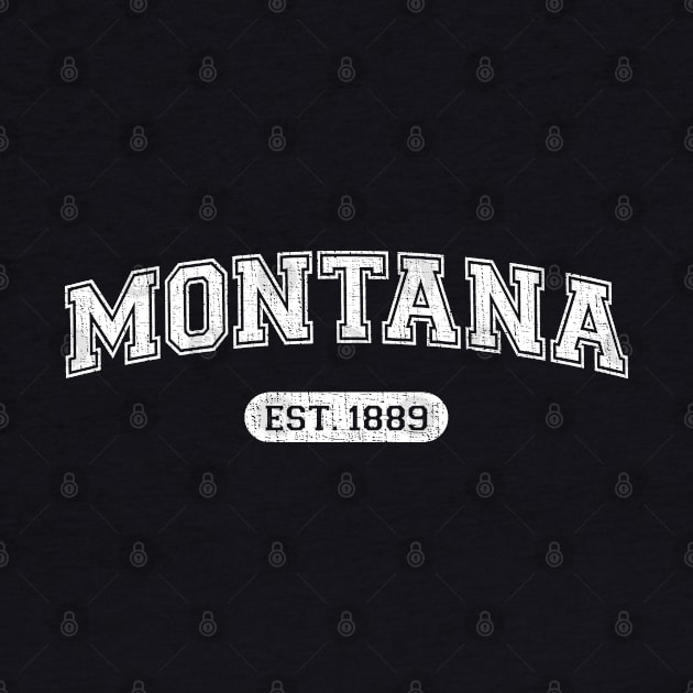 Classic College-Style Montana 1889 Distressed University Design by Webdango